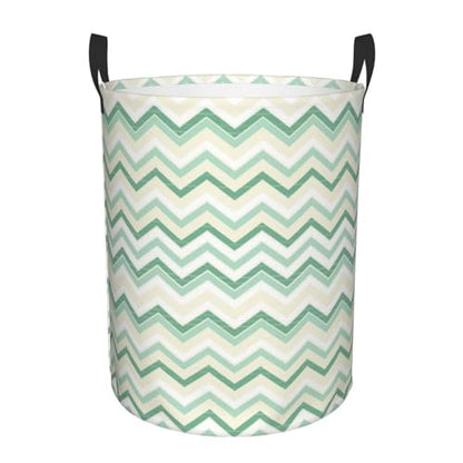 Aqua Blurry Abstract Zig Zag Print Round Waterproof Oxford Cloth Laundry Basket Multi-Purpose Storage Basket Toys Books Clothes Storage Basket - color: Black 10