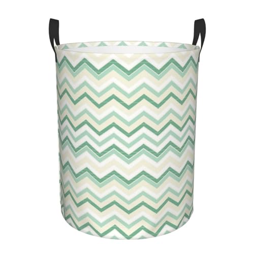 Aqua Blurry Abstract Zig Zag Print Round Waterproof Oxford Cloth Laundry Basket Multi-Purpose Storage Basket Toys Books Clothes Storage Basket - color: Black 10