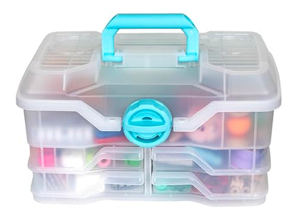 Clear Plastic Organizer - ArtBin - Small Parts Organizer - for DIY Arts & Crafts Storage Boxes & Organizers, Sewing Storage - Storage Box with Compartments, Project Box - Medium (4 Pivot Trays) 6943PB - style: Medium (4 Pivot Trays)