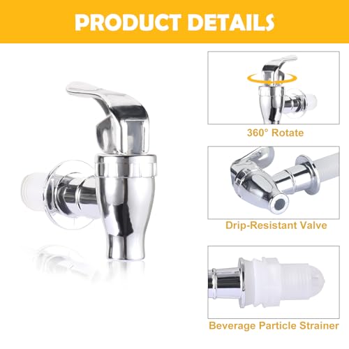 OHOH 4 Pack Spigot for Beverage Dispenser, Plastic Water Spigot Dispenser | BPA-Free Water Jug Spout,Reusable Spigot Spout Water Beverage Lever Pour Dispenser Valve Crock Tap(2 Silver+2 Gold) - color: Silver&Gold