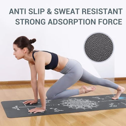 Avoalre Yoga Mat Foldable - Textured Non Slip Exercise Mat -Travel Lightweight Hot Yoga Mat with Carry Bag for Pilates & Home Workouts (72" L x 32" W x 3mm Thick) - color: Gray