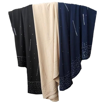 Ready To Wear Instant Hijab for Women Girls Muslim Slip-On Khimar Hijab Scarf Rhinestone Hijabs Islamic Abaya Turban - color: Navy