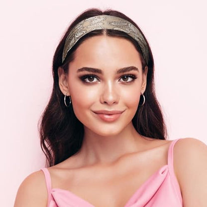 Sumolux Head Hair Scarf for Women Like Satin Silk Scarf Bandana Hair Wrapping Night Large Square Scarves 27.5" - color: Brown Cashew Nuts