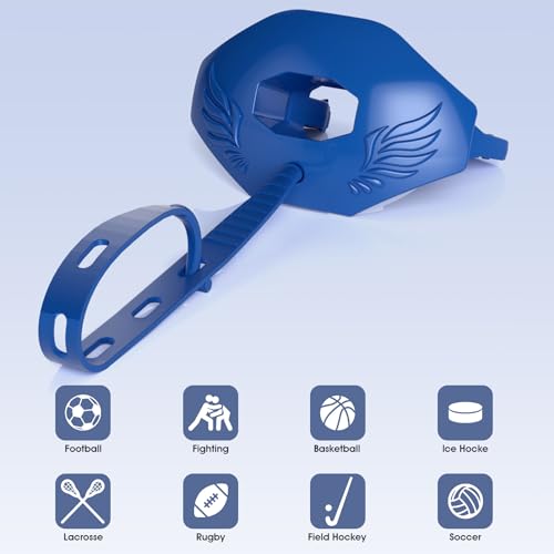 2Pcs Youth Football Mouthguard,Football Mouthpiece with Strap,No Boil. | Soft and Durable, Maximum Breathing Channel - color: Blue