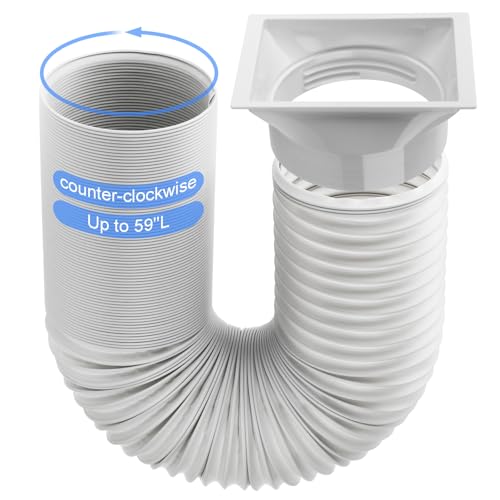 Portable AC Hose with Adapter, 5.9" Dia x 59" L Replacement Exhaust Hose A3 | Anti-Clockwise Flexible Portable Air Conditioner Duct, Check Coupler/AC Compatibility Before Ordering, Durabe PVC Connector - size: Dia 5.9" Exhaust Hose L 59"&Coupler AA03