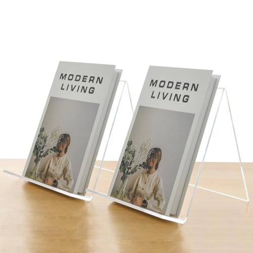 Acrylic Book Stand, Book Display Holder 8.5 x 11, Clear Acrylic Display Easel Transparent Display Stand Holder Tablet Holder for Album, CD, Magazine, Picture, Plate, Artworks, Phone, (2-PACK) - size: 2-Pack (8.5" x 11")