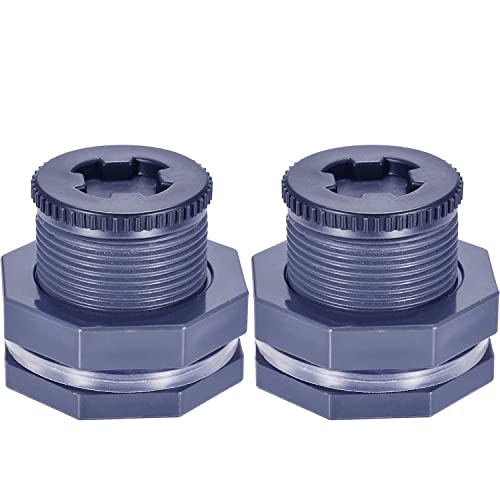 1.25” Female PVC Bulkhead Fitting with Plug Silicon Seal Gasket Water Tank Connector for 2.5 Inch Hole Saw Rain Barrels, Aquariums Pack of 2 - color: 2 Pcs, size: 1-1/4 Inch