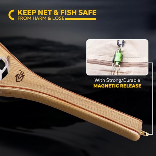 SF Fly Fishing Landing Net Soft Rubber Mesh Trout Net Catch and Release Net - style: Round Head Combo-elm Wood C