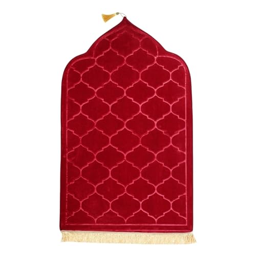 Syhonic Prayer Mat, Thick Soft Muslim Prayer Mat, Portable Prayer Mat Rug, Turkish Prayer Carpet for Men and Women (Red)