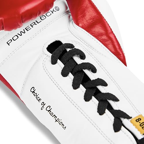 Everlast Powerlock OG Pro Boxing Gloves | Lace Up Fight Gloves - color: Red/White, size: 10oz X-Large