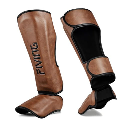 Retro Style Muay Thai Shin Guards,for Men Women | Premium Microfiber Leather, For MMA, Boxing, Sparring, Martial Arts, Training & Fighting