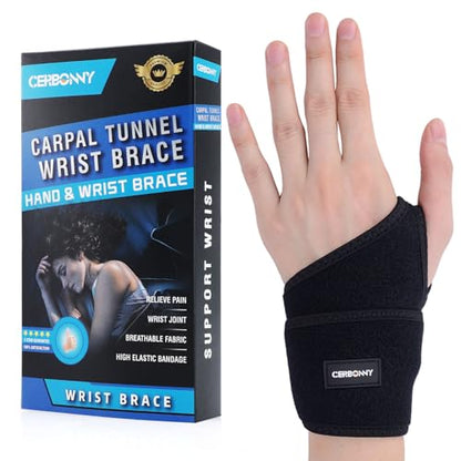 CERBONNY Carpal Tunnel Wrist Brace,1Pack Wrist Support Brace Adjustable Wrist Strap Reversible Wrist Brace for Sports Protecting/Carpal Tunnel/Arthritis-Left - style: 1-Left Hand