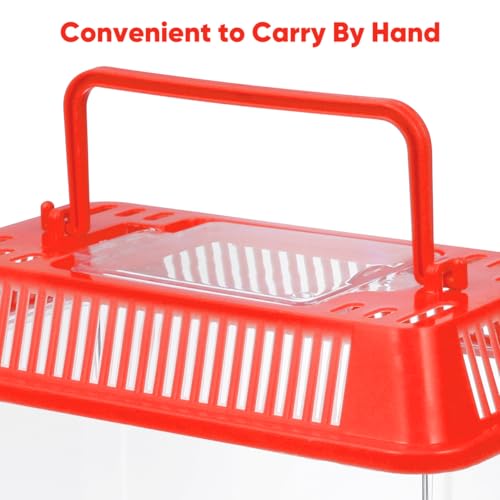 Mini Fish Tank Handheld Plastic Aquarium with Lid Clear Small Fish Bowl for Turtle and Pet Easy to Clean Portable Carry Handle 5.90 X 4.33 X 3.74 in