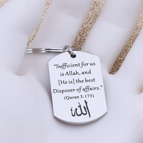 LQRI Islamic Quran Verse Keychain Sufficient for Us Is Allah The Disposer of Affairs Quran 3:173 Muslim Religious Gift