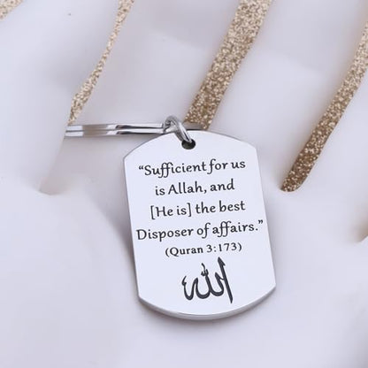 LQRI Islamic Quran Verse Keychain Sufficient for Us Is Allah The Disposer of Affairs Quran 3:173 Muslim Religious Gift