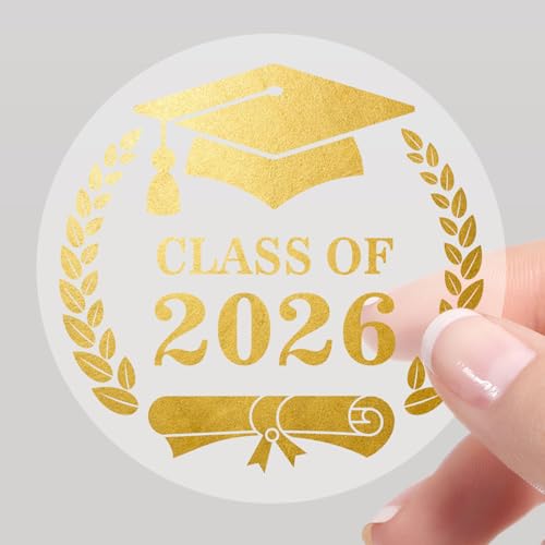 120 Pack Class of 2026 Graduation Stickers,Graduation Sticker for Envelope Seals,Gold Seals for Certificates,Gold Foil Sticker,Graduate Party Favor 1.6in,Congratulations Graduates - color: 26 Graduation Sticker a