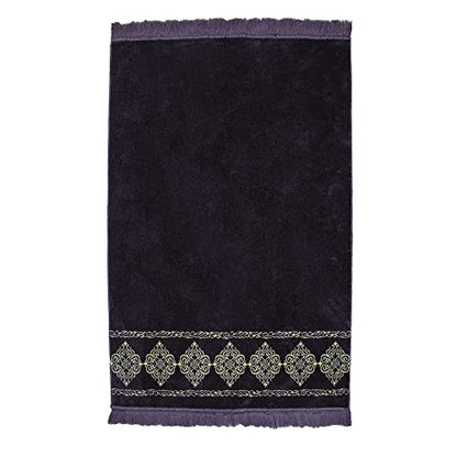 Modefa Turkish Islamic Prayer Rug - Large & Wide Soft Velvet Janamaz - Comfortable Muslim Praying Mat for Men & Women - Ramadan or Eid Gift - with Prayer Beads Tesbih - Grand Plush (Purple) - color: Purple