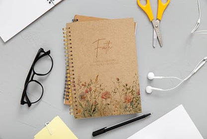 Faith Can Move Mountains Christian Notebook Journal - Inspirational Christian Gifts for Women, Bible Journal Notebooks for Note Taking, Bible Journaling Notebook, Spiral Notebook 5.5x8.3 Kraft Paper - color: 11-Christian-notebook