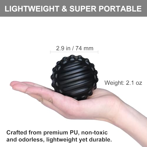 Massage Ball for Deep Tissue and Myofascial Release. 2.9″ Fascia Ball for Muscle Knots, Recovery, Trigger Point Therapy, Pain Relief, Foot Plantar Fasciitis. (Black) - color: Black