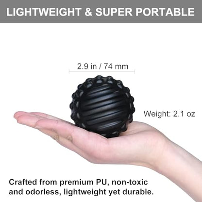 Massage Ball for Deep Tissue and Myofascial Release. 2.9″ Fascia Ball for Muscle Knots, Recovery, Trigger Point Therapy, Pain Relief, Foot Plantar Fasciitis. (Black) - color: Black