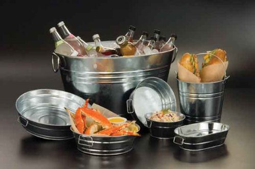 American Metalcraft PTUB87 Natural Galvanized Steel Pail with Handle, 1.16-Gallon, 8" Diameter, Silver - size: 148 oz.
