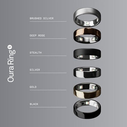 Oura Ring 5 Smart Wearable - Silver - Size 8 - Fitness & Sleep Tracker - color: Silver, size: 8, style: Ring