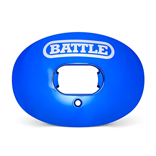 Battle Sports Chrome Oxygen Football Mouthguard | Maximum protection, Safe secure comfortable fit, Breathable built-in airflow channels, No boil required, Advanced composite - color: Blue Chrome