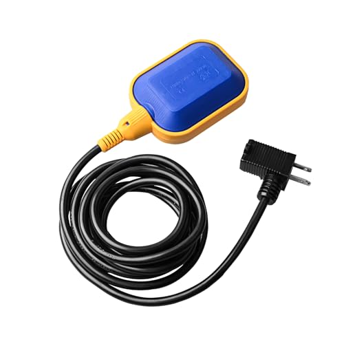 Sump Pump Universal Tethered Float Switch AC 15A 110~250V Piggyback Style Plug with 10 Feet Cord, Used in Sewage Pump, Water Tank, Septic Tank Pump, etc. | Piggyback Style Plug, with 10 Feet Cord, Used in Sewage Pump, Water Tank, Septic Tank Pump, etc. -