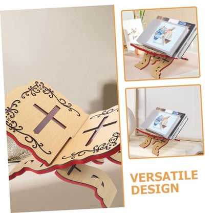 SHOWERORO Quran Holder Stand Hand-Carved Book Stand for Reading Elegant Islamic Decoration Multi-Functional Wood Book Storage for Quran and Other Texts