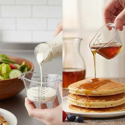 4 Pack Small Measuring Cups, 2oz/60ml Mini Measuring Cup with tsp/Tbsp/oz/ml Markings, Clear Easy-Read Scale for Kitchen, Resin, DIY, Beauty Mixing (4)