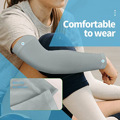 YESLIFE UPF 50 Cooling Sports Arm Sleeve for Men&Women - color: Gray + Black
