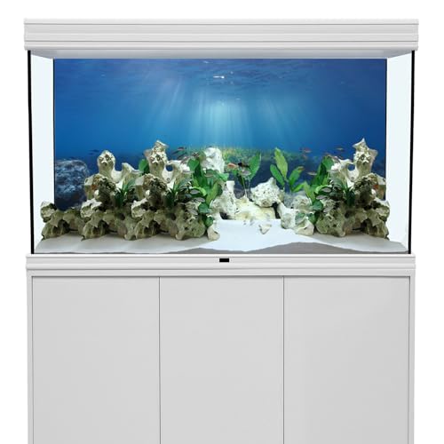 Ocean Floor Fish Tank Backdrop Underwater Stone Aquarium Backdrop 60x24 in | AWERT Vinyl Terrarium Background - size: 60x24in/150x60cm