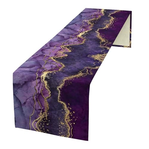 Luxe Marble Table Runner, Gradient Purple Abstract Art Modern Decor Table Runner for Kitchen Dining Cafe Outdoor Indoor Party Wedding Birthday, 13x36 Inch - color: Marble -8, size: W13"x L36"