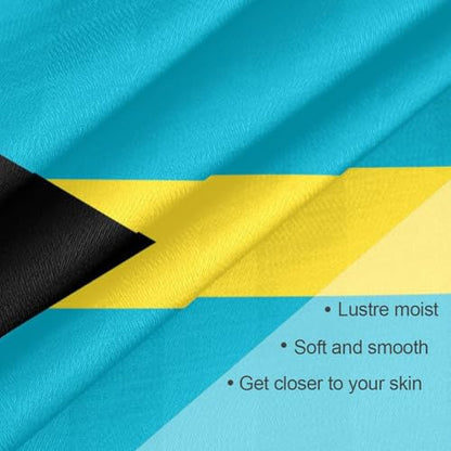 Bandana Square Head Scarf for Women Satin Hair Wrap Fashion Headband 27" - color: Flag of the Bahamas