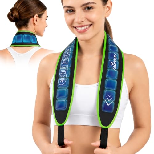 NEWGO Neck Ice Wrap – 45-Min Cooling Relief for Pain & Hot Flashes | Reusable Ice Grid Design | Soft & Comfortable Fit for Swelling, Hot Weather, Office Pressure and Outdoor Sports