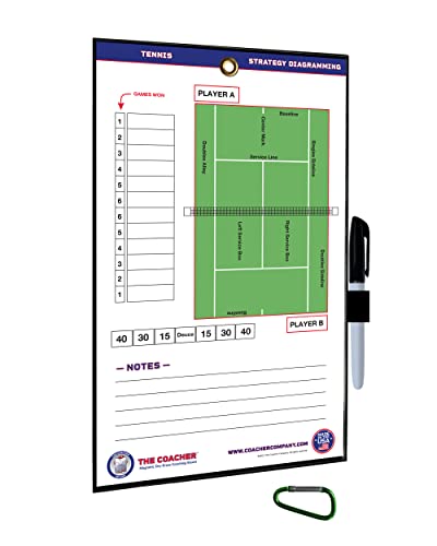 Premium Dry Erase Magnetic Tennis Coaching Coach Board Clipboard - Made in The USA - Double-Sided - Tennis Training Aids Equipment Gear - style: No Magnets