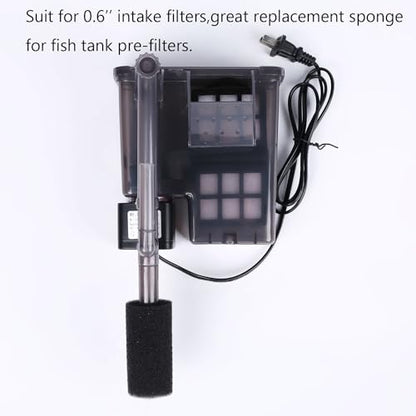 8 Pack Pre-Filter Sponge Aquarium Pre Filter Foam Rolls 0.6” Intake Replacement Sponges for Fish Tank Filter Accessories (1.6''Dx3.1''Hx0.6''Intake)