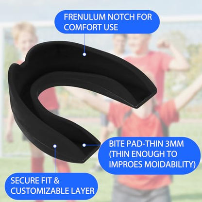 4 Pcs Sports Mouth Guards Adults Junior Sports Athletic Mouthpiece Teeth Shield Protection for Boxing MMA Basketball Football Hockey Karate Taekwondo Judo Martial Arts and All Contact Sports