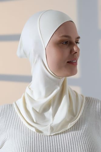 ihvan online, Hijab Undercap, Full Neck Coverage Under Scarf Hijabs, Head Coverings for Women, Muslim Stretchy Sports Turban - color: Cream