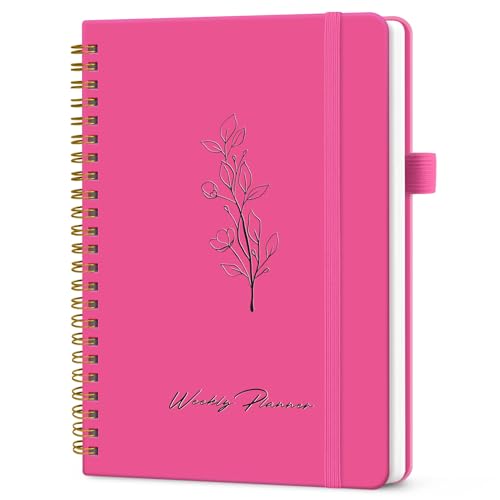 Taja Undated Weekly Planner, Weekly To Do List Notebook with Goal & Habit Tracker Organizer, A5 Weekly Planner Notebook with Spiral Binding, 6.1" x 8.2" - Berry Pink - color: r.Berry Pink