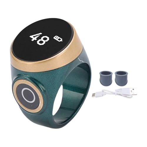 Smart Counter, Digital LCD Screen Rechargeable Electronic Tally for Muslim Islamic Prayer Work Sports, Finger Counter Touch Control - color: Green