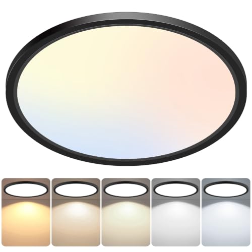 Brightever 12 Inch Black LED Flush Mount Ceiling Light Fixture Dimmable - color: Black, size: 12 Inch-1 Pack