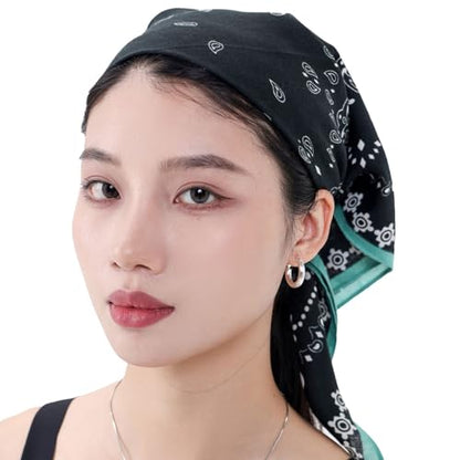 여성용 헤드 스카프 66cm(26인치) 실크처럼 매끄러운 라지 스퀘어 스카프, 헤어 랩, 야간 및 수면용 - color: Jaen Collections 10 - 네이비 페이즐리