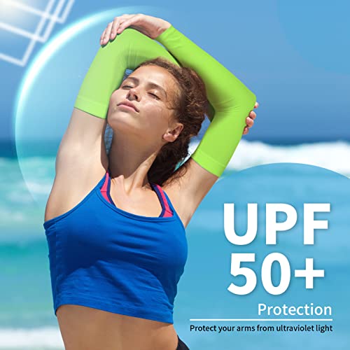 YESLIFE UPF 50 Cooling Sports Arm Sleeve for Men&Women - color: Fluorescent Green