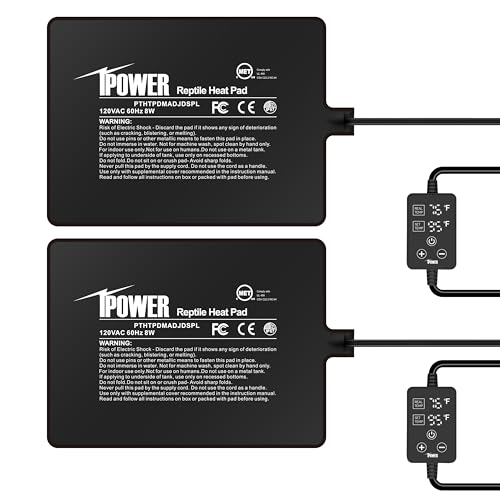 iPower 6 by 8 Inch 8W Reptile Heating Pad with Adjustable Thermostat, Under Tank Warmer Terrarium Heat Mat for Turtles/Snakes/Lizards/Frogs, 2 Pack - size: 6" x 8", style: 2 Pack Heat Pad - New