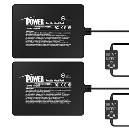 iPower 6 by 8 Inch 8W Reptile Heating Pad with Adjustable Thermostat, Under Tank Warmer Terrarium Heat Mat for Turtles/Snakes/Lizards/Frogs, 2 Pack - size: 6" x 8", style: 2 Pack Heat Pad - New