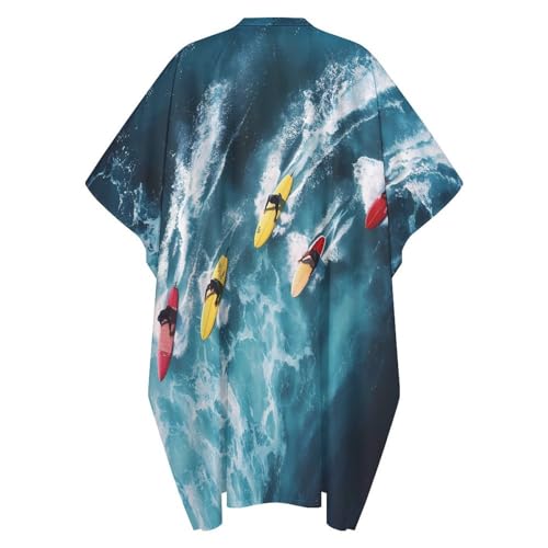 Surfers Surfing on Boards Men's Kaftan Thobe V-Neck Long Gown Loose Robe - size: Medium