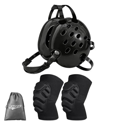 Wrestling Protective Gear Set for Youth & Adults – Adjustable Headgear with Knee Pads, 11 Hole Design for Breathable and Shock-Absorbent, Includes Carry Bag for Convenience - size: Small
