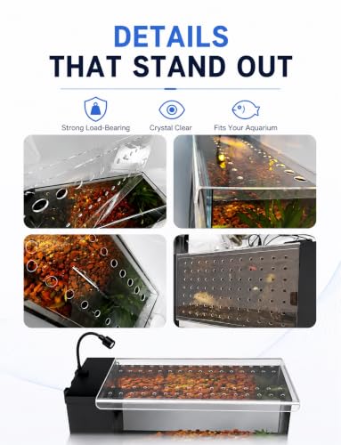 Transparent Acrylic Aquarium Lid, Ventilated Anti-Jump Cover, Cat Deterrent Splash Guard with Sliding Panel for Home Fish Tanks(5 mm,27.6x15.9 in/70x40.4cm) - color: 5 mm, size: 27.6x15.9 in/70x40.4cm