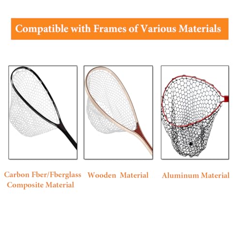 Rubber Fishing Net Replacement Hook Resist Fishing Nets for Fly Fish Landing Net, Trout Nets,Rubber Mesh Bag 4 Size - color: White, size: Fit Hoop Dia.:23.6"-25.6"/Depth:15.7"/C:74"